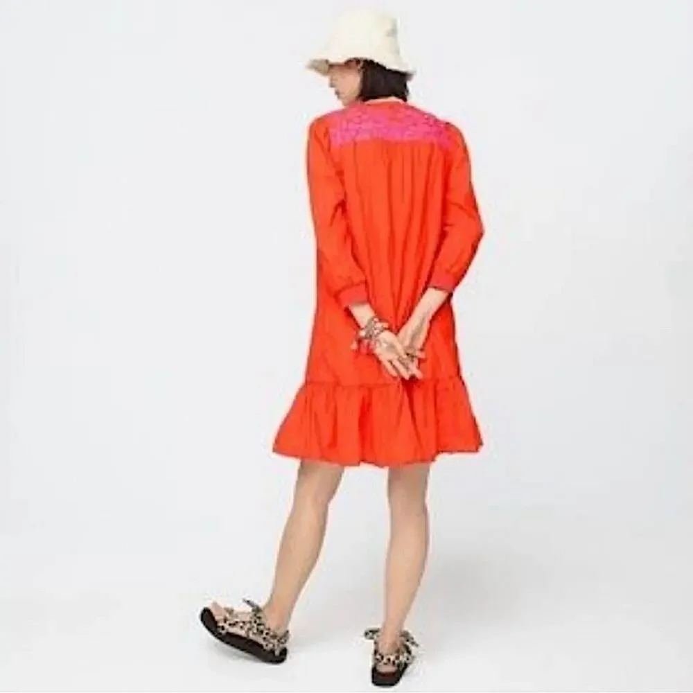 J. Crew Leda Embroidered Popover Dress (Small)